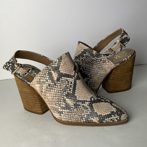 Vince Camuto Chemine Snake Print Booties Mules 9 - Picture 1 of 8